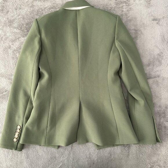 Veronica Beard Stone Army Green Classic Miller Dickey Blazer Women's 2 Gold - Picture 10 of 11